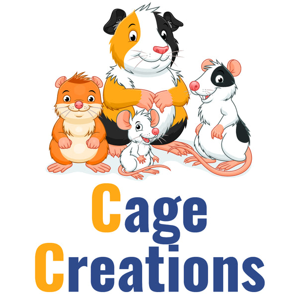 Cartoon Group of Animals above Cage Creations wording